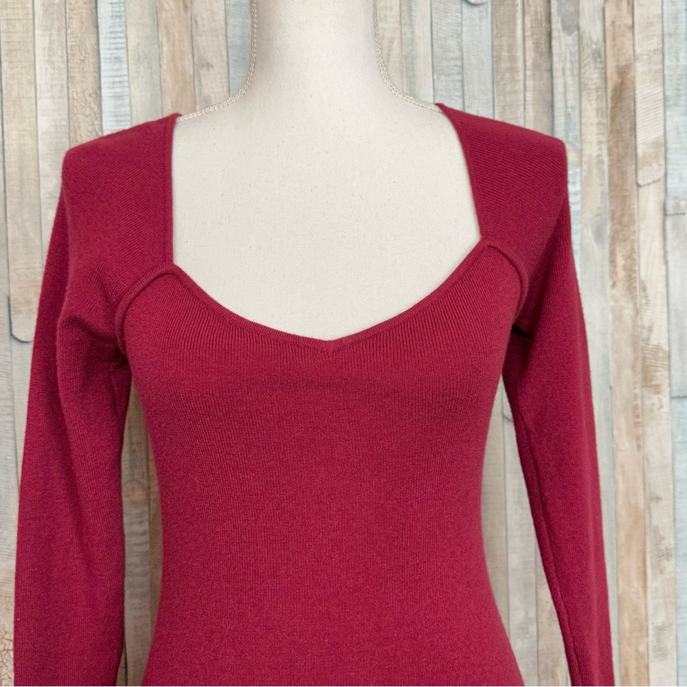 Rachel Parcell XXS Red Sweetheart Neck A Line Midi Sweater Dress Knit $218 - Picture 4 of 10